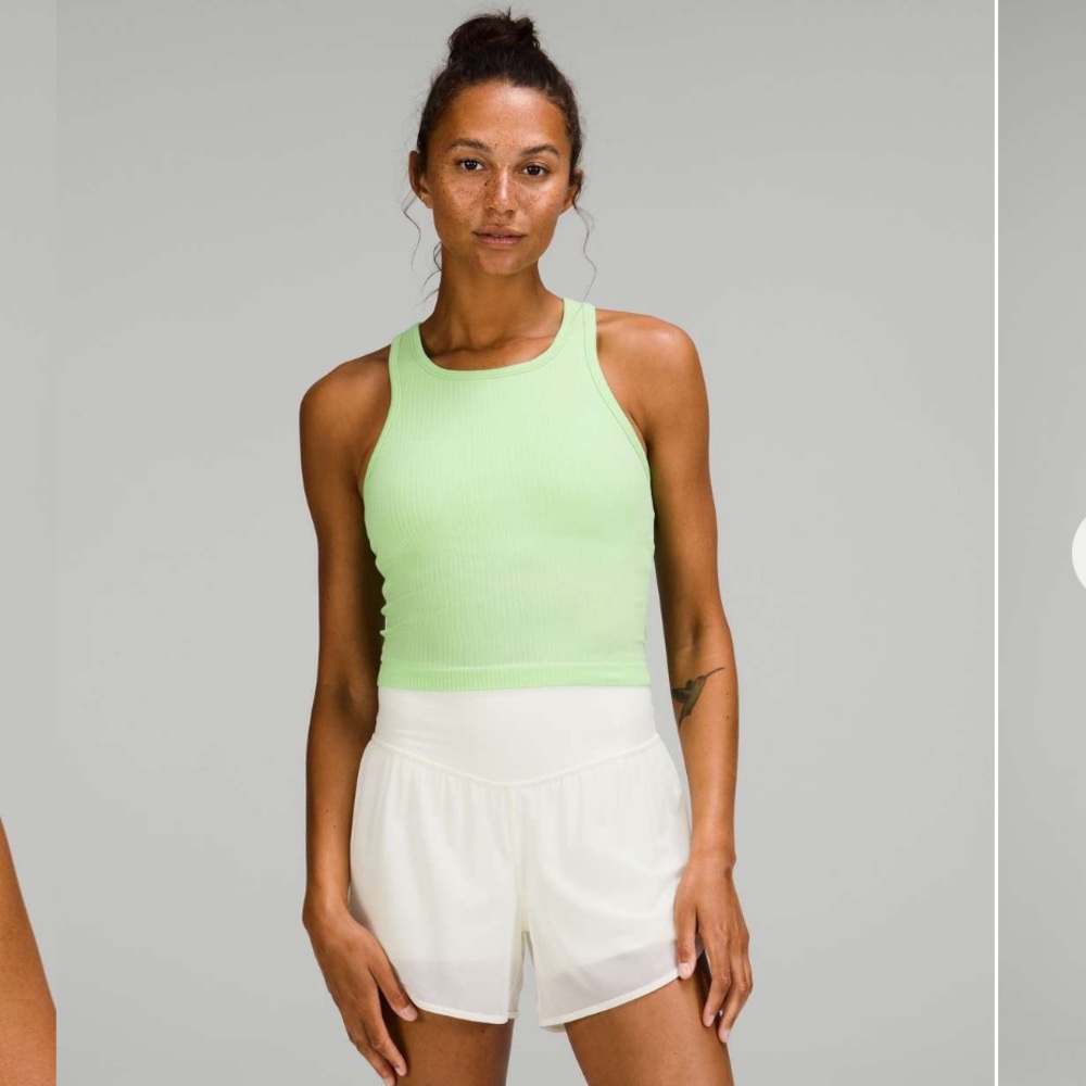 Lululemon NWT Ebb To Street Cropped Workout Tank in Scream Green Light 12 Neon